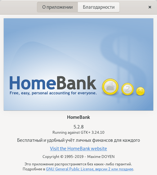 Homebank 5.2.8 about