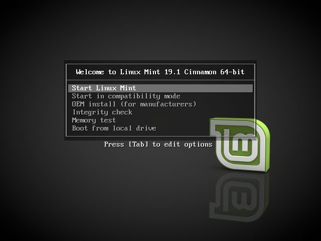 Linux Mint загрузочное меню