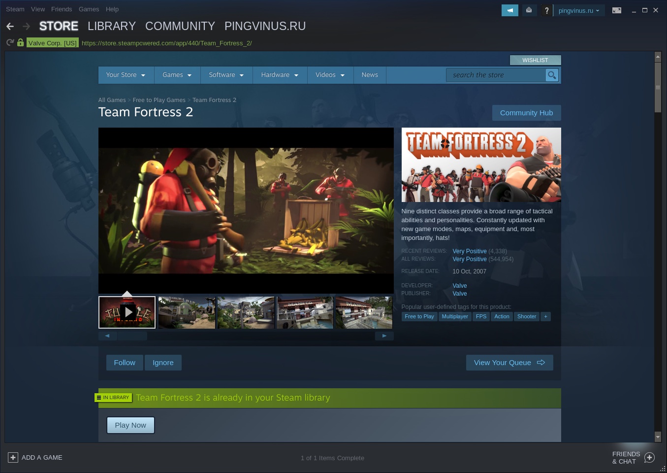 Team Fortress 2 в Steam для Linux