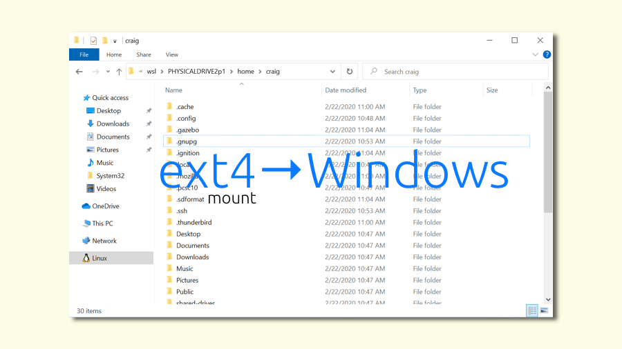 Монтирование ext4 в Windows