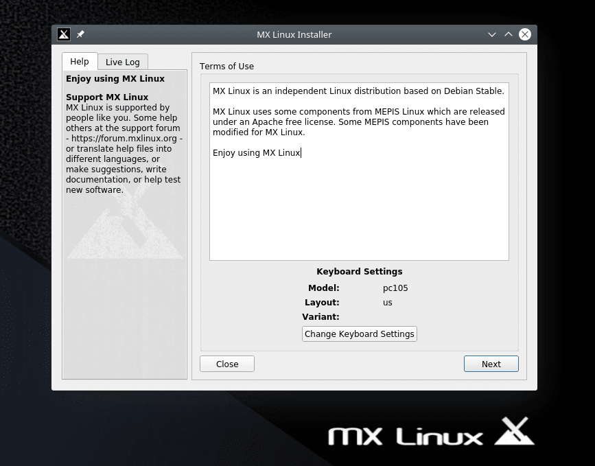 MX Linux 19.3: Программа установки