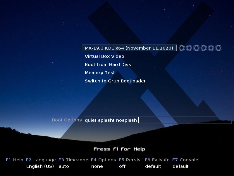 MX Linux 19.3: Загрузочное меню