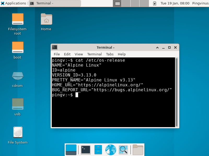 Alpine Linux 3.13 со средой Xfce