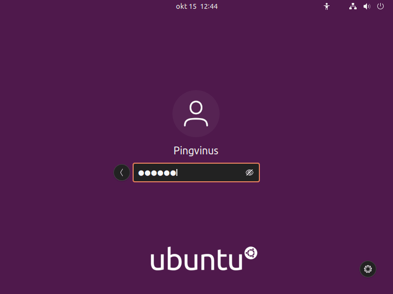 Ubuntu 21.10. Экран входа в систему