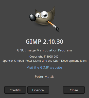 GIMP 2.10.30. Информация о программе