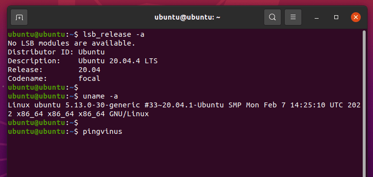 Ubuntu 20.04.4 LTS. Ядро Linux 5.13