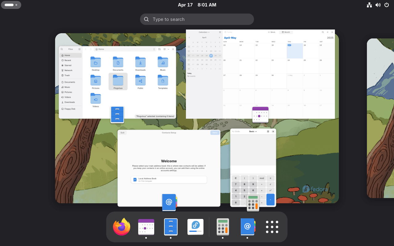 Fedora 42. GNOME 48. Обзорный режим