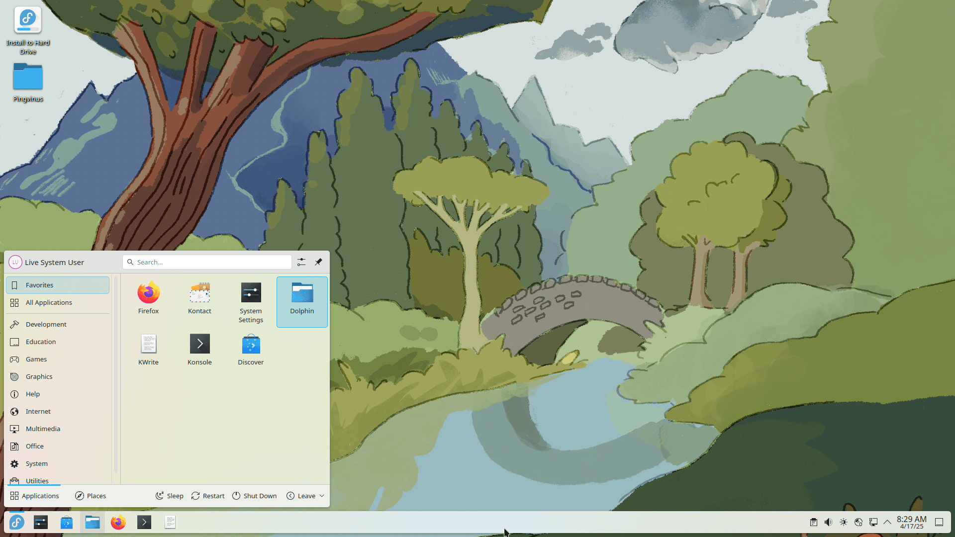 Fedora 42. Среда KDE Plasma. Рабочий стол и Главное меню.
