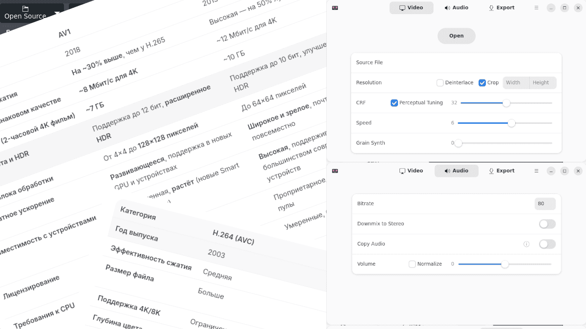 Выбор кодека для видео