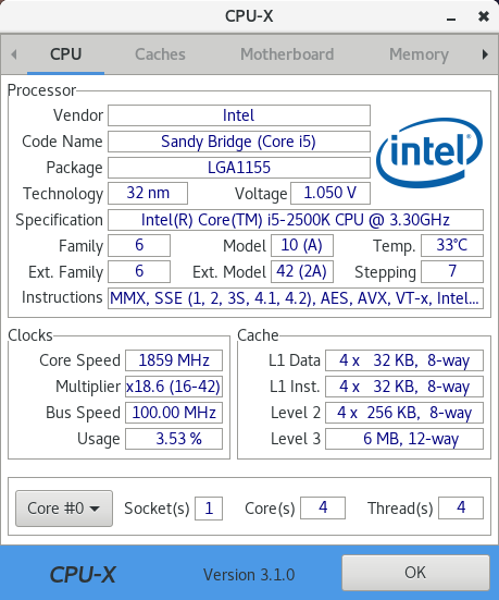 Информация о CPU