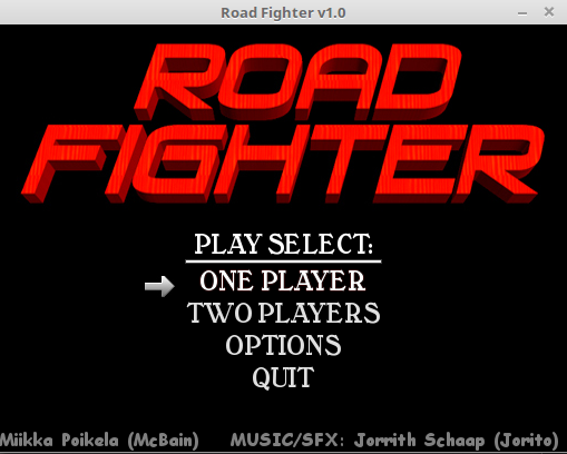 Road Fighter Главное меню