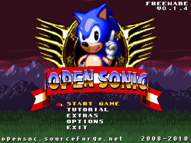 Open Sonic Главное меню игры