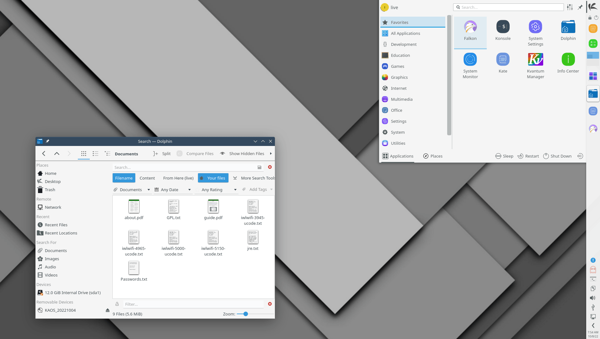 KaOS 2022.10. KDE Plasma 5.25.90