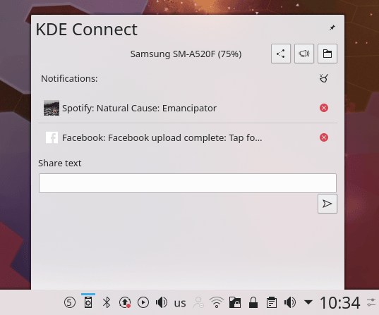 KDE Connect. Виджет