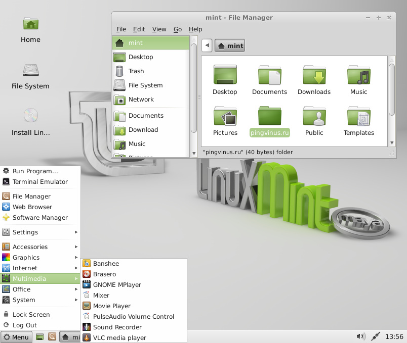 Linux Mint 13: среда рабочего стола Xfce