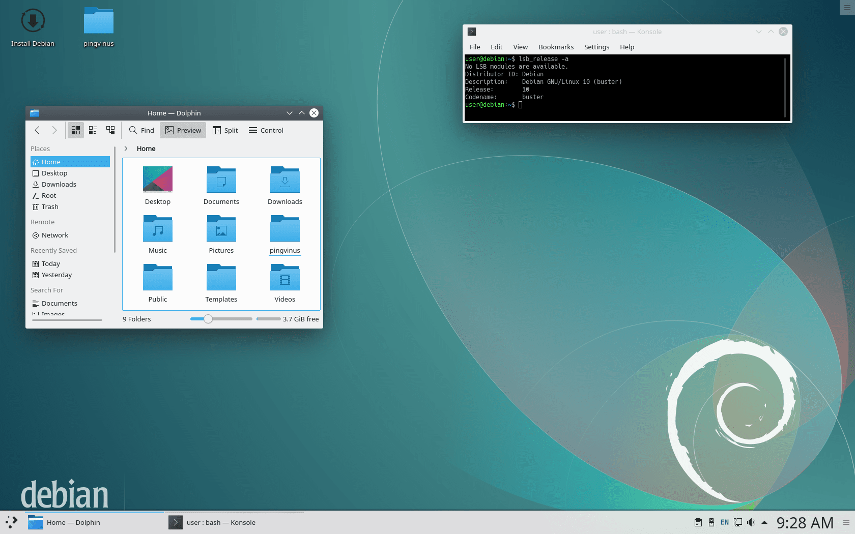 Debian 10.7. Среда KDE Plasma