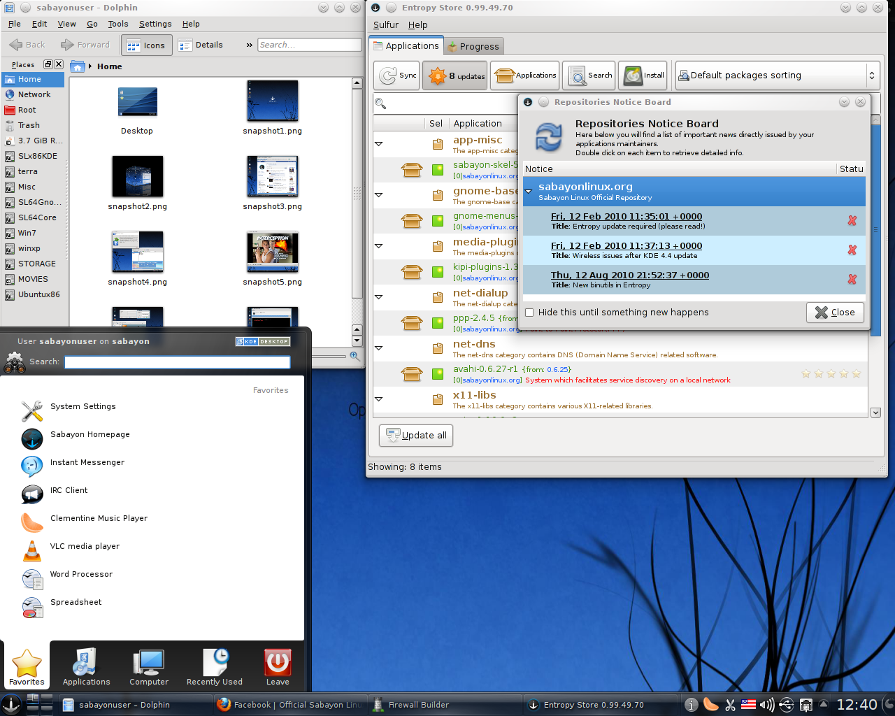 Дистрибутив Sabayon Linux. Рабочее окружение KDE. Версия 5.4.