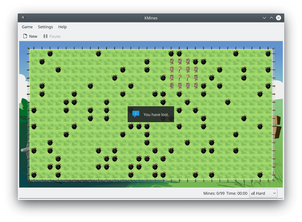 KMines - игра сапер. Игры для Linux