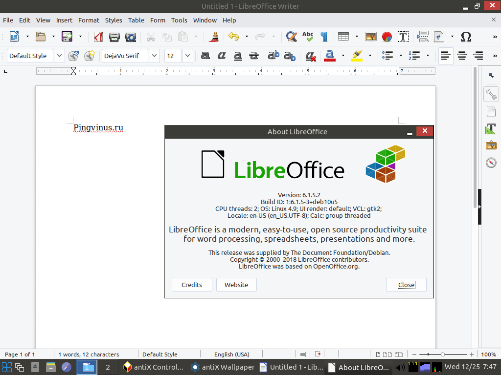 antiX 19.1 LibreOffice