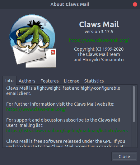 Claws Mail 3.17.5: О программе