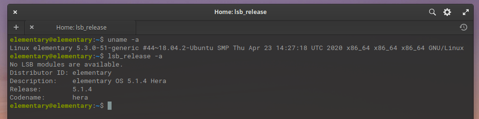 Elementary OS 5.1.4: Версия ядра Linux