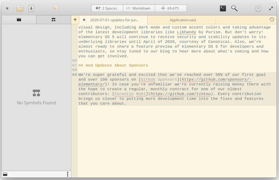 Elementary OS 5.1.6: Редактор Code