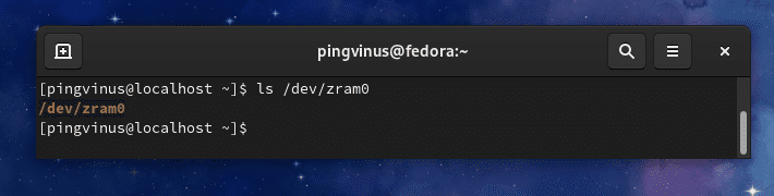 Fedora 33: Устройство zram