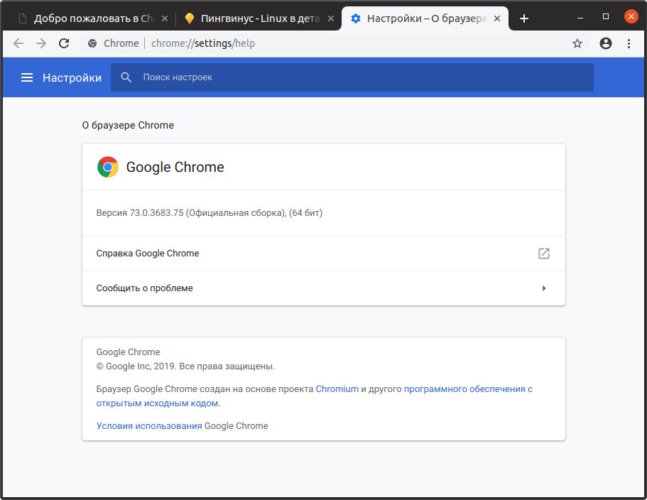 Google Chrome 73