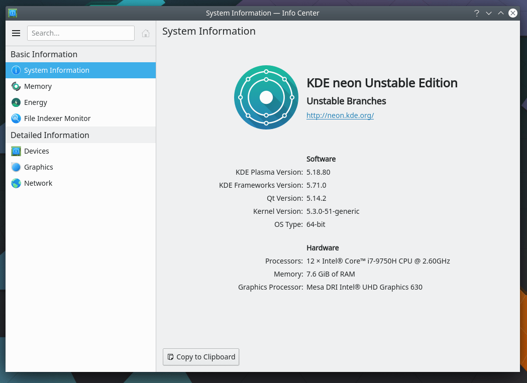 KDE Plasma 5.19: Утилита KInfoCenter