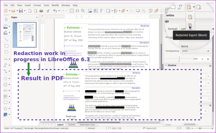 LibreOffice 6.3: Фукнция для скрытия информации