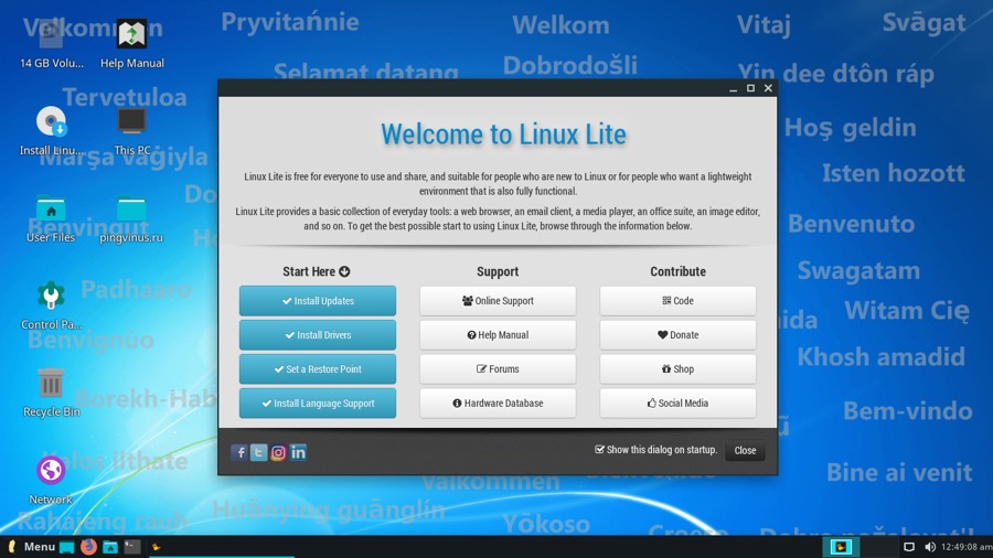 LinuxLite 4.8: Утилита Welcome