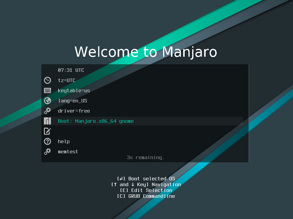 Manjaro 20.1: Загрузочное меню