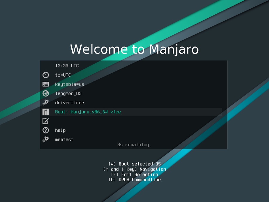 Manjaro 20.0: Загрузочное меню