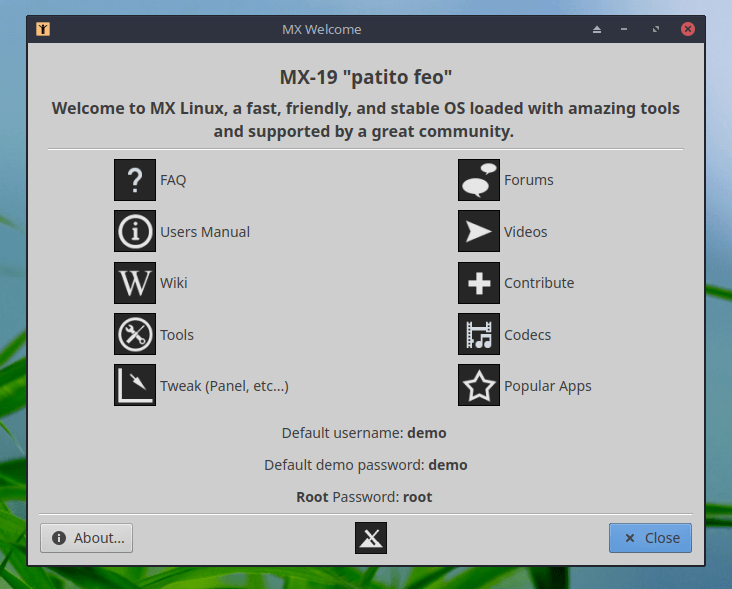MX Linux 19 Welcome