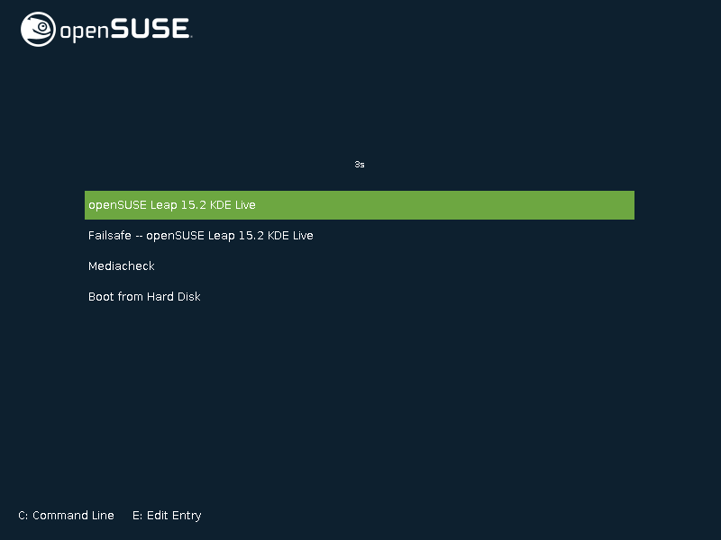 openSUSE Leap 15.2: Загрузочное меню