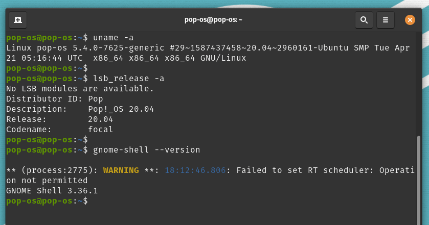 Pop OS 20.04: Ядро Linux