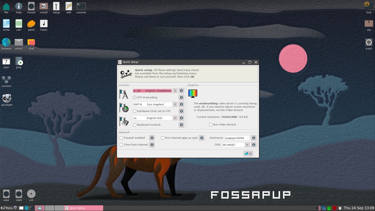 Puppy Linux 9.5: Первичные настройки