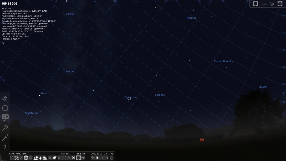 Stellarium 0.19.2 Ночь
