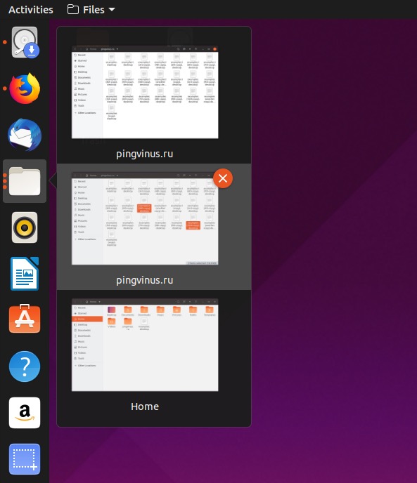 Ubuntu 19.04 Окна в доке