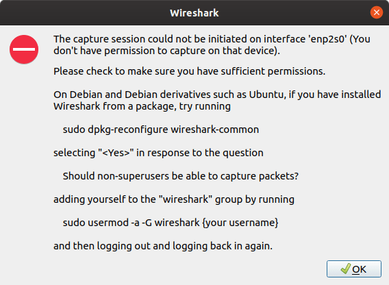 Wireshark 3.2.0 sudo