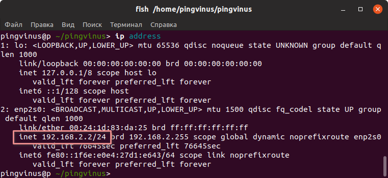 Команда ip address Linux