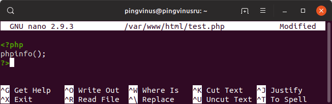phpinfo тестовый файл