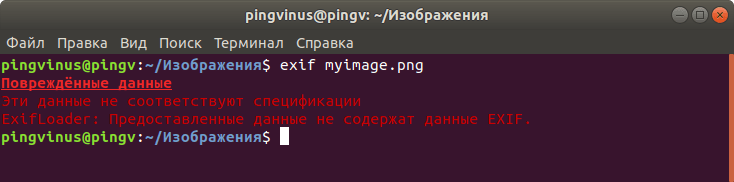Ошибка при просмотре Exif у PNG файла